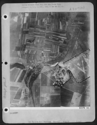 Consolidated > First and second waves of Consolidated B-24's cover plant area of Bernburg, Germany, JU 88 Assembly.