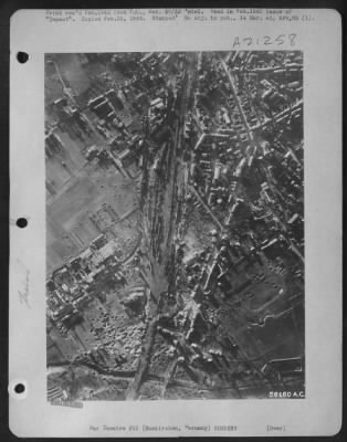 Consolidated > 9th AF bombers on 12 January 1945 cut every line of German rail hub at Euskirchen, Germany and isolated 20 engines (left).