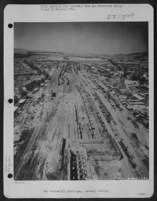 Consolidated > Aerial View Of The Bomb Damaged Railroad Yards At Gottingen, Germany.  12 May 1945.