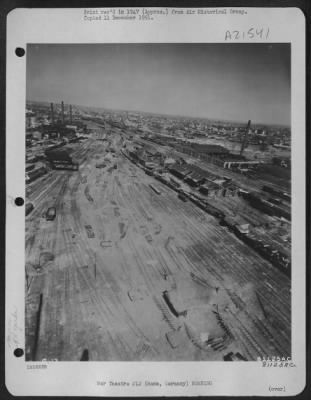 Consolidated > Aerial View Of The Bomb Damaged Railroad Yards At Hamm, Germany.  12 May 1945.