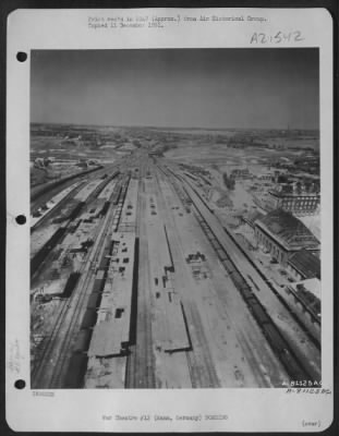 Consolidated > Aerial View Of The Bomb Damaged Railroad Yards At Hamm, Germany.  12 May 1945.