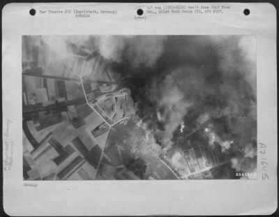 Consolidated > Bombs Dropped By Boeing B-17 Flying Fortresses Of The 401St Bomb Group Burst On Enemy Installations At Ingolstadt, Germany, 27 April 1945.