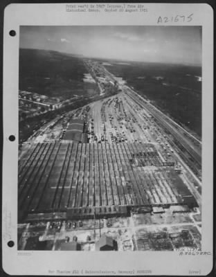 Consolidated > Aerial View Of The Bomb Damaged Railroad Yards At Kaiserslautern, Germany.  8 May 1945.