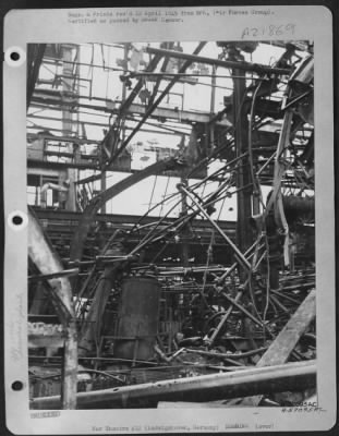 Consolidated > Wide Spread Damage Of Gas Works And Chemical Section Of I.G. Farben Plant At Ludwigshaven, Germany Was Caused By Jan., Feb., And March 1945 Attacks By The Us 8Th Af And Raf, Each Followed By Considerable Reconstruction.  Final Atacks On This Section Were