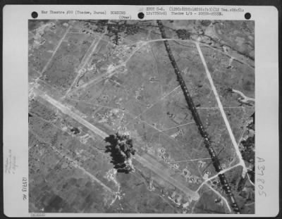 Consolidated > Bombs Burst In A Compact Cluster On Thedaw Landing Ground, Burma On 12 December 1944 During A Mission By Planes Of The 12Th Bomb Group, 82Nd Bomb Squadron.