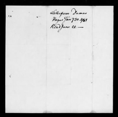Diplomatic despatches received from Charles W F Dumas, 1777-82.