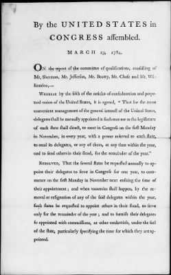 Thumbnail for Broadsides of the Continental Congress, 1775-88 (incomplete).