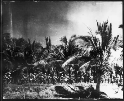 #10 - Dec. 12. The Elite of the Japanese Army pressing the attack against the enemy in the jungle of Kadar Province, Malayan Peninsula