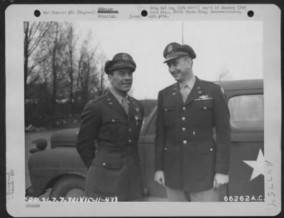 Groups > Colonel J. J. Nazarro, Who Has Been Presented The Silver Star, Poses For The Photographer With An Unidentified Officer Of The 381St Bomb Group At 8Th Air Force Station 167 In England.  15 November 1943.