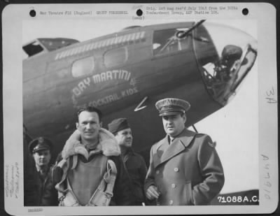 Groups > Brig. General Haywood S. Hansell And Colonel Curtis E. Lemay Pose Beside The Boeing B-17 'Dry Martini 4Th, The Cocktail Kids' On 13 May 1943. 305Th Bomb Group Based In England.