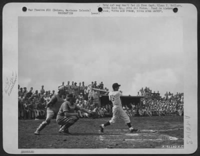 Consolidated > Inter-Island Baseball Game On 5 August 1945, Between 'Tinian Flyers' And Saipan Bombers'. These Servicemen Were Nearly All Ex-Big League Players Assigned At The Time To Army Air Forces In Pacific Ocean Area. Saipan, Marianas Islands. 500Th Bomb Group.