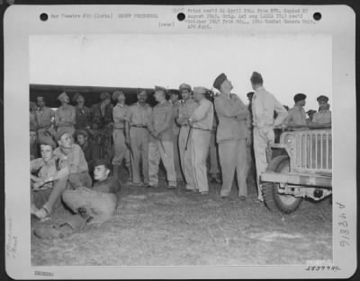 Thumbnail for Groups > On The Day The 1St Air Commando Force Invasion Of Burma Was To Take Place, Men Sweat Out The Return Of A Plane Carrying Last Minute Reconnaissance Photos In Burma. Visitors Included Major General George E. Stratemeyer And Air Marshal Sir John E.A. Baldwin