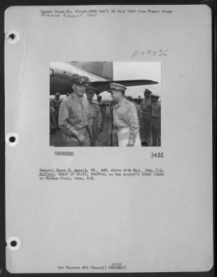 Groups > General Henry H. Arnold, Cg., Aaf, Chats With Major General C. L. Ruffner, Chief Of Staff, Usafpoa, As Gen Arnold'S Plane Lands At Hickem Field, Oahu, T.H.
