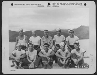 Thumbnail for Groups > Radio Repair Personnel Of The 6Th Aircraft Repair Unit (Floating) Pose For The Photographer Aboard Ship Somewhere In The Pacific. 7 September 1945.