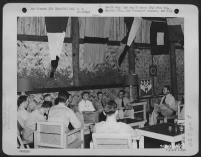 Groups > During Her Tour Of The Pacific Area Mrs. F. D. Roosevelt Visits Officers Club At Bora Bora, Society Islands, 21 August 1943.