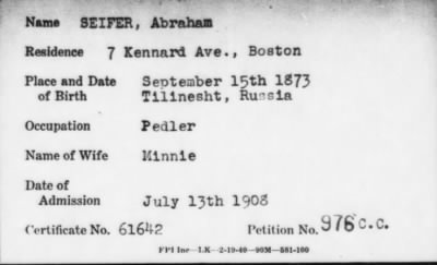 1903 > SEIFER, Abraham