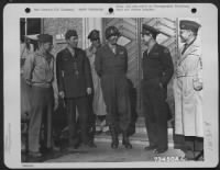 Radio Commentators Chat With General Patton At Hershfeld, Germany On 19 April 1945 While Touring War Fronts In Europe.  They Are, Left To Right:  Joe Harsch, C.B.S.; Howard Barnes, W.O.R. And Herald Tribune; George Hamilton Combs, W.H.N.; General George S - Page 1