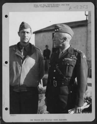 Groups > Gen. Mark Clark And Gen. George Patton, Jr., Chat Together Somewhere In Sicily.  December 1943.