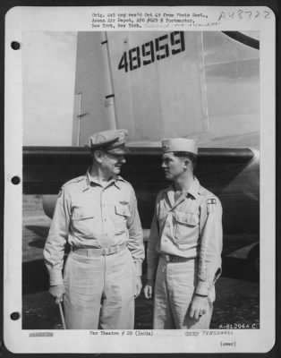 Groups > Lt. General George E. Stratmeyer Beside A Boeing B-17 "Flying Fortress" At An Airfield In India.  1 May 1945.