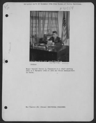 Thumbnail for Individuals > Major General Claire L. Chennault At At Staff Meeting Held On 2 November 1944 At 14Th Air Force Headquarters In China.