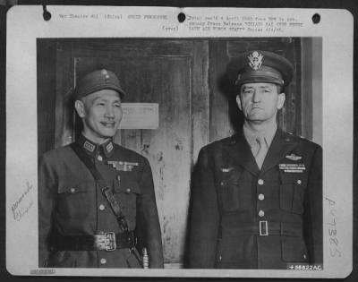Groups > Chiang Kai Shek Meets 14Th Air Force Staff - 'You Have Established In The Past Few Years An Enviable Record And Have Dealt Severe Blows To The Enemy,' Generalissimo Chiang  Kai Shek Told Major General C.L. Chennault And The Staff Officers Of The U.S. Army