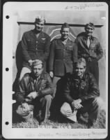 Thumbnail for Top, From Left: Colonel C.D. Vincent, Lt. Colonel John Allison And Colonel Bruce K. Holloway. In Foreground, Lt. Colonel R. Baumgardner At Left And Unidentified Man At Right. China, 1943. - Page 1