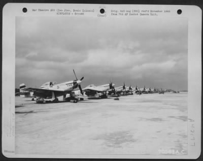 North American > An Endless Line Of North American P-51'S Of The 78Th Fighter Squadron, 15Th Fighter Group At Their 7Th Air Force Base On Iwo Jima, Bonin Islands. 10 March 1945. [15Th Fighter Group]