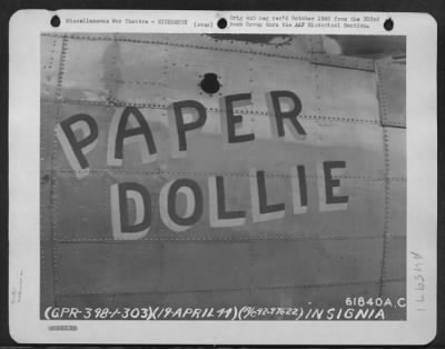 Thumbnail for ␀ > Boeing B-17 "Flying Fortress" Nicknamed 'Paper Dollie'.  303Rd Bomb Group, England. 19 April 1944.