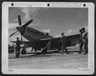 ␀ > The North American P-51 'Is This Trip Necessary' Was Almost Junk It Crashed On Runway On Iwo Jima, Bonin Islands.  The Left Landing Gear Collapsed As The Plane Lande; It Was Returning From The First Fighter Escort Over Tokyo, Japan. 28 May 1945.