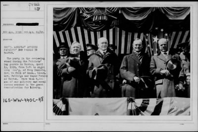 1918 > Secretary Daniels reviews Patriots Day Parade in Boston