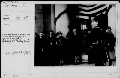 1919 > President Wilson in Boston just before making his speech at Mechanics Hall