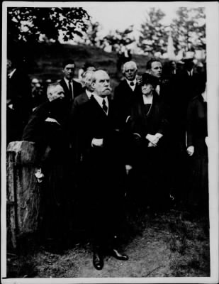 1924 > Charles Evans Hughes at Coolidges' son's funeral, Plymouth, Vermont