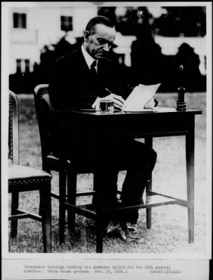 1924 > President Coolidge casting absentee ballot