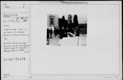 1925 > Armistice Day at Tomb of Unknown Soldier, Arlington Cemetery, VA.