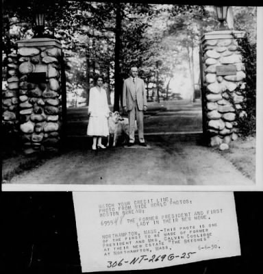 1930 > The Coolidges at their new home, "The Beeches"