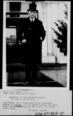 1931 > Andrew Mellon leaving the White House after a New Year's reception