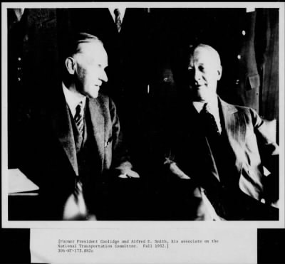 1931 > Calvin Coolidge and Alfred E. Smith of National Transportation Committee