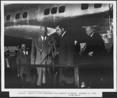 1955 > At National Airport after his release from hospital