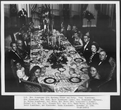 1956 > Mrs. Eisenhower's 60th birthday dinner with family