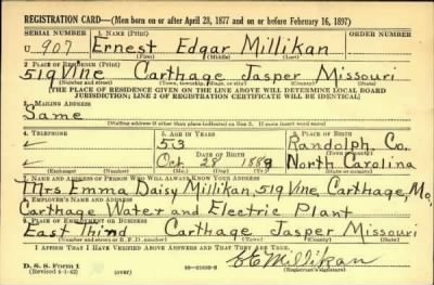 Ernest Edgar > Millikan, Ernest Edgar (1889)
