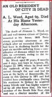 Thumbnail for Quincy Daily Whig, 26 Apr 1910_Weed, Alanson died 1.JPG