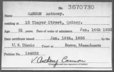 1933 > CANNON Anthony.
