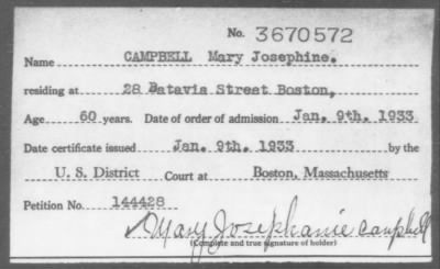 1933 > CAMPBELL Mary Josephine.