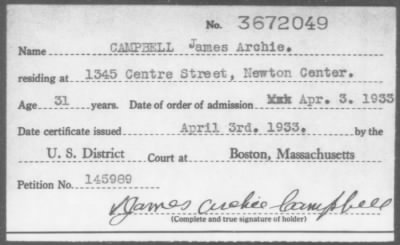 1933 > CAMPBELL James Archie