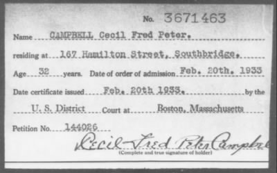 1933 > CAMPBELL Cecil Fred Peter.