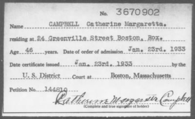 1933 > CAMPBELL Catherine Margaretta.