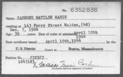 1944 > CARBONE MATILDE MARIE