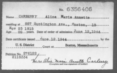 1944 > CARBERRY Alice Maria Annette