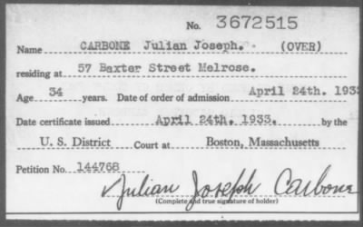 1933 > CARBONE Julian Joseph.