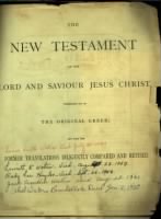 Louise Smith Waters' Family Bible Cover Page